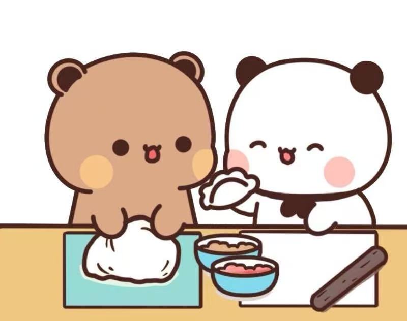 一二和布布一起准备食物